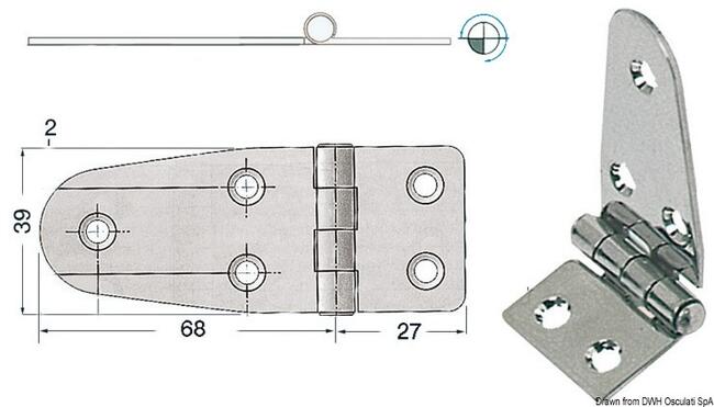 Cerniera Inox Asimm. 95x39 Mm