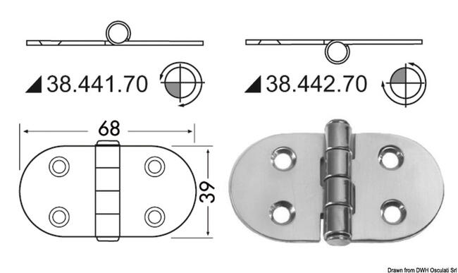 Cerniera Inox Rovesciata 68x39 Mm