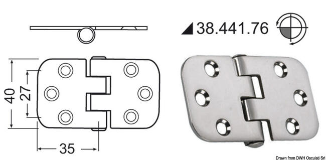 Cerniera Inox Rovesciata 70x39 Mm