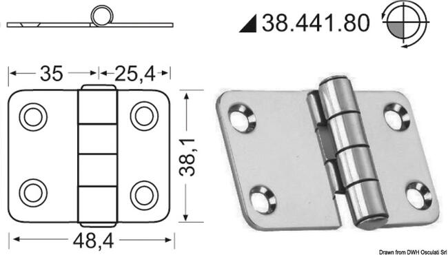 Cerniera Nodo Sporgente 60,4x38,1 Mm