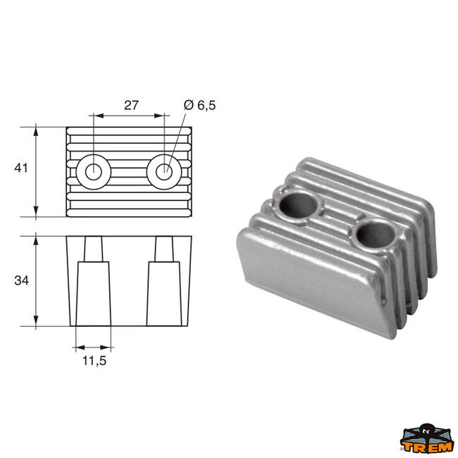 Anodo Per Motori Volvo-penta Articolo Polipodio Vp016