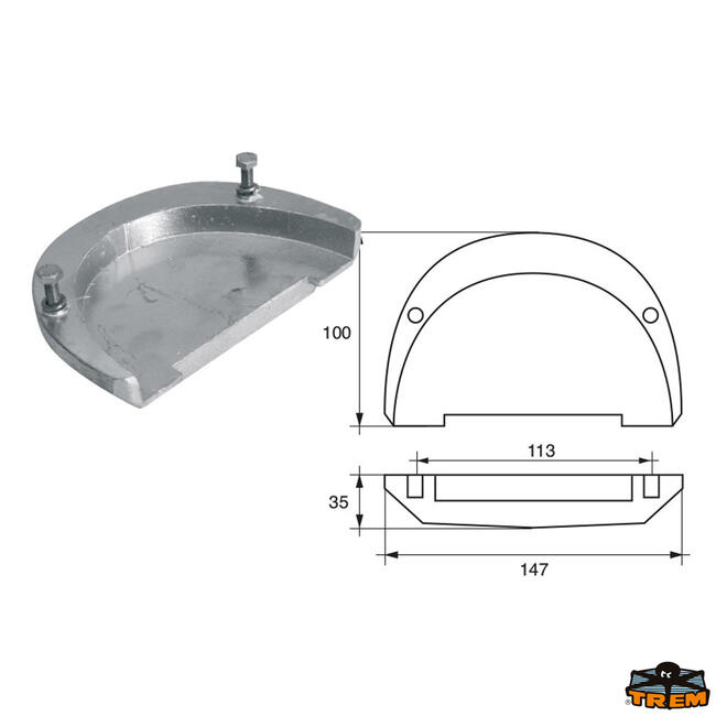 Anodo Per Motori Volvo-penta Articolo Polipodio Vp017