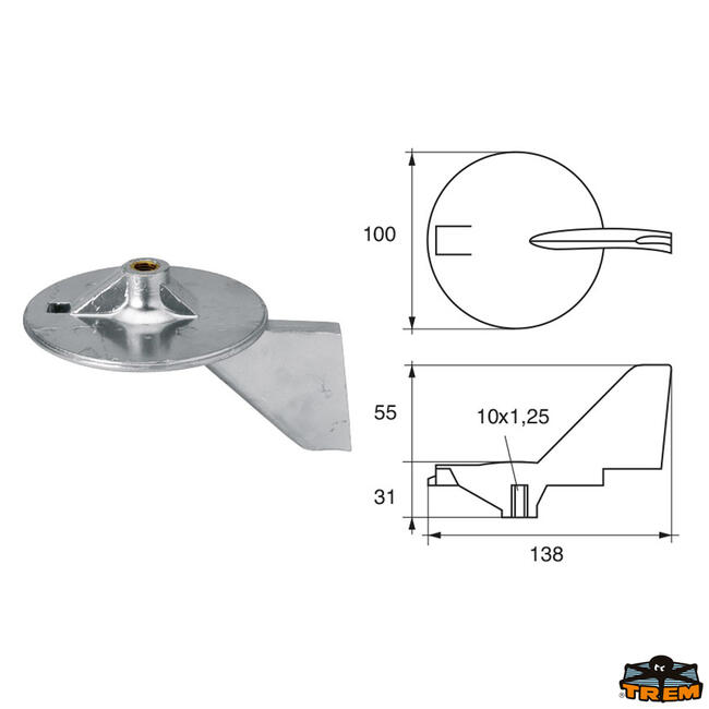 Anodo Per Motori Yamaha-mariner Articolo Polipodio Ya021