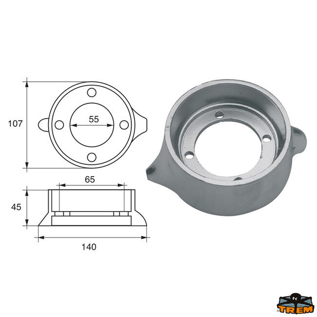 Anodo Per Motori Volvo-penta Articolo Polipodio Vp005al