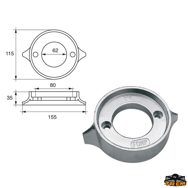 Anodo Per Motori Volvo-penta Articolo Polipodio Vp004al